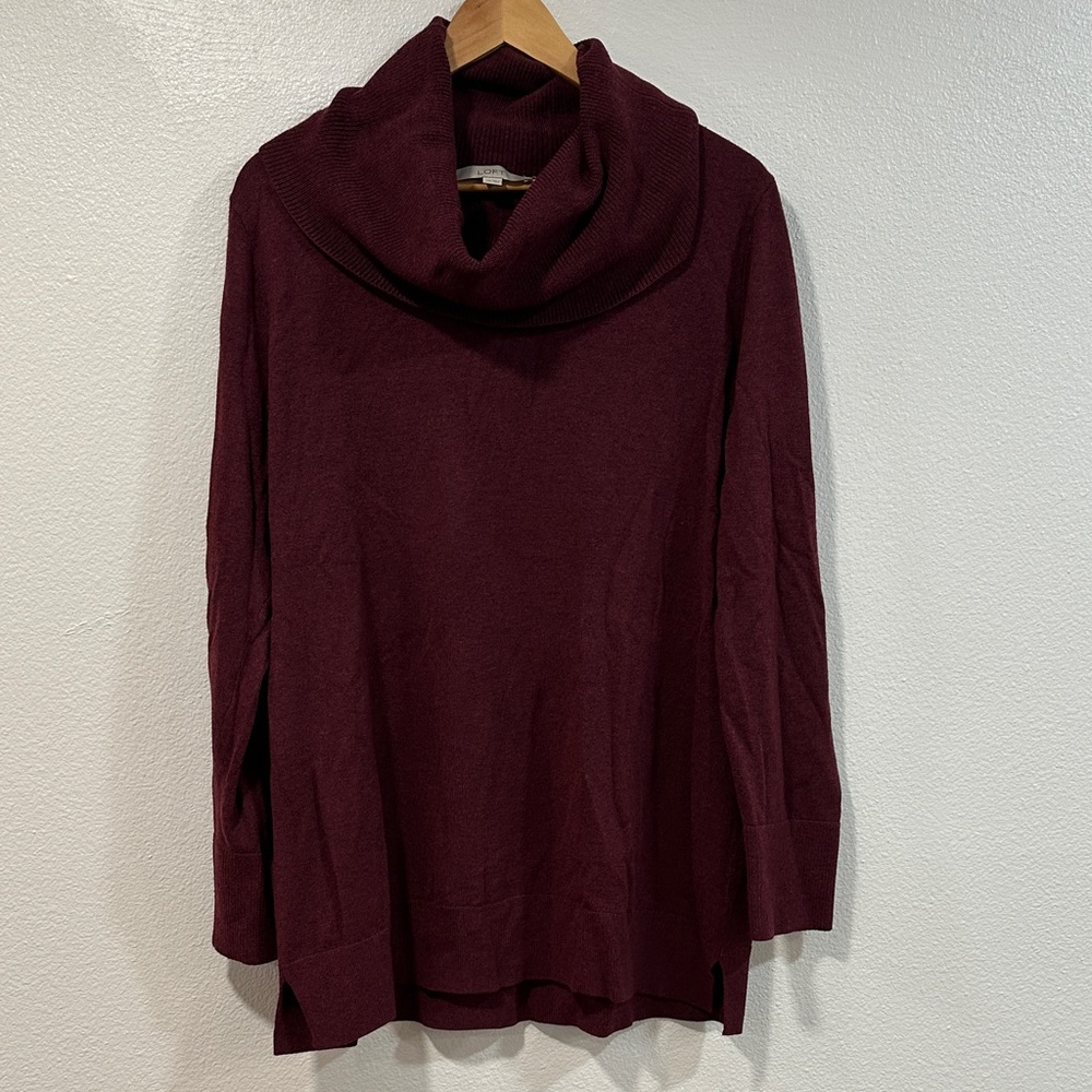 LOFT Deep Burgundy Cowl Neck Sweater